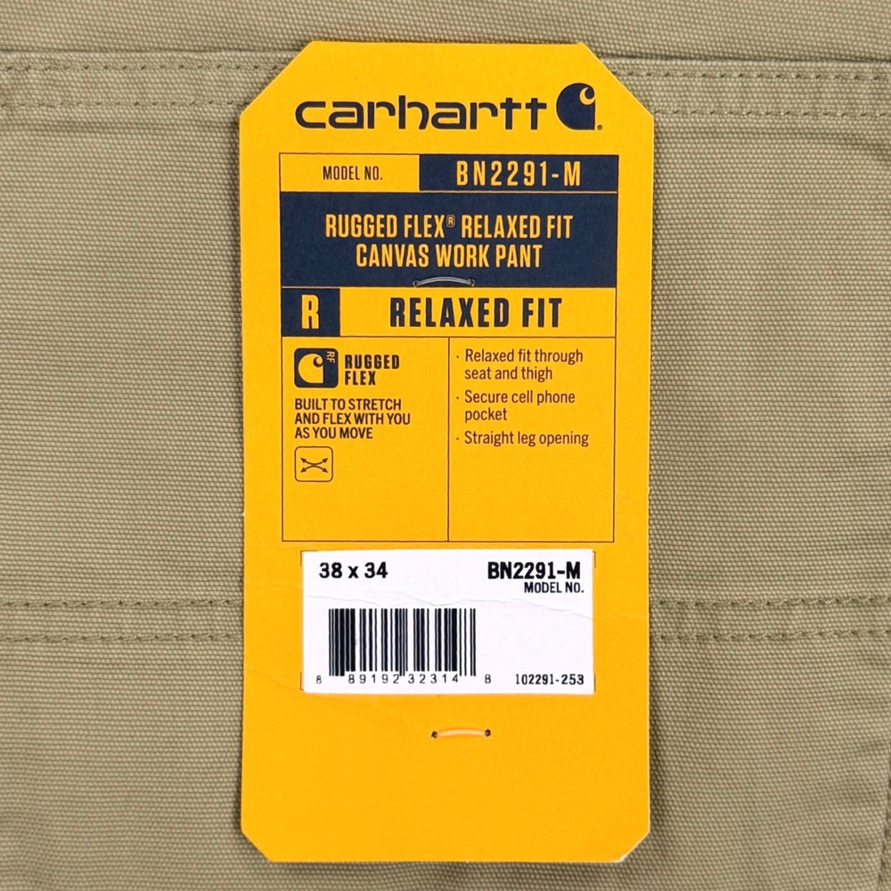 Carhartt Rugged Flex Relaxed Fit Canvas Work Pants Men 38x34 BN2291-M Tan NWT‎ - Picture 5 of 15